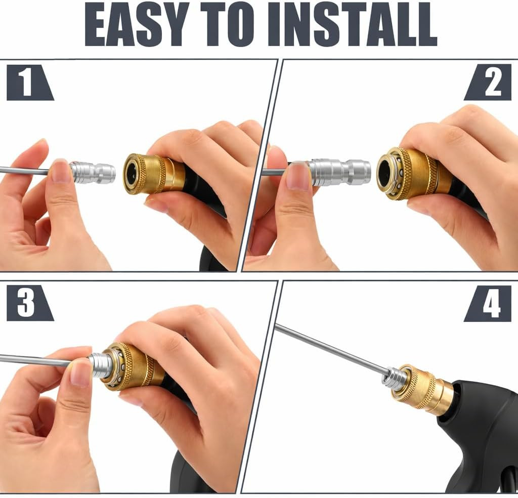 High Pressure Washer Nozzle Kit for Washing,Stainless Steel Flush Wand Extension