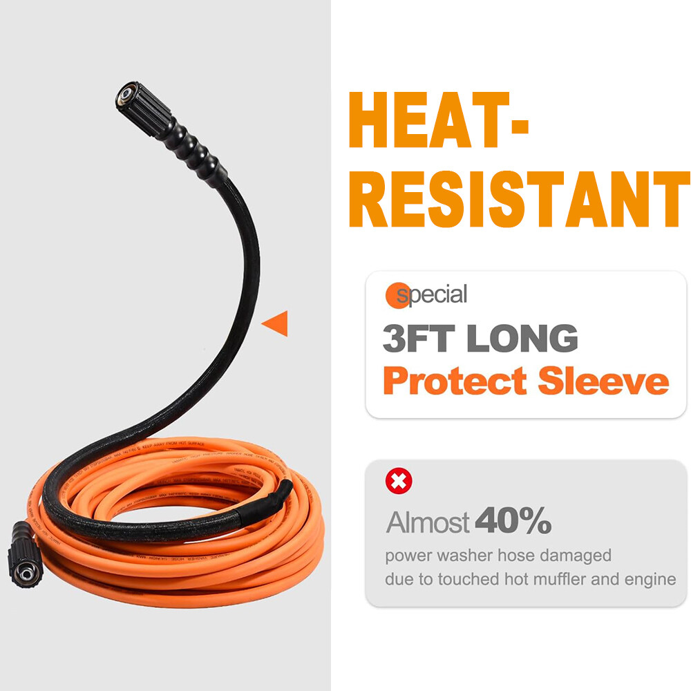 YAMATIC Pressure Washer Hose Wear-Resistant Kink Free Power Washer Hose 1/4″ M22