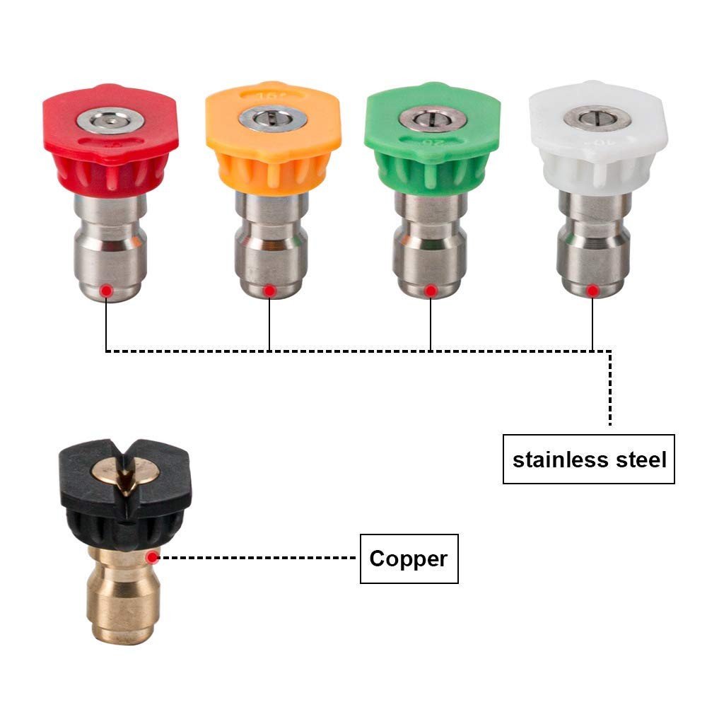 5 Pack Pressure Washer Tips Quick Connect Nozzle Tips Multi-Angles for Car Wash