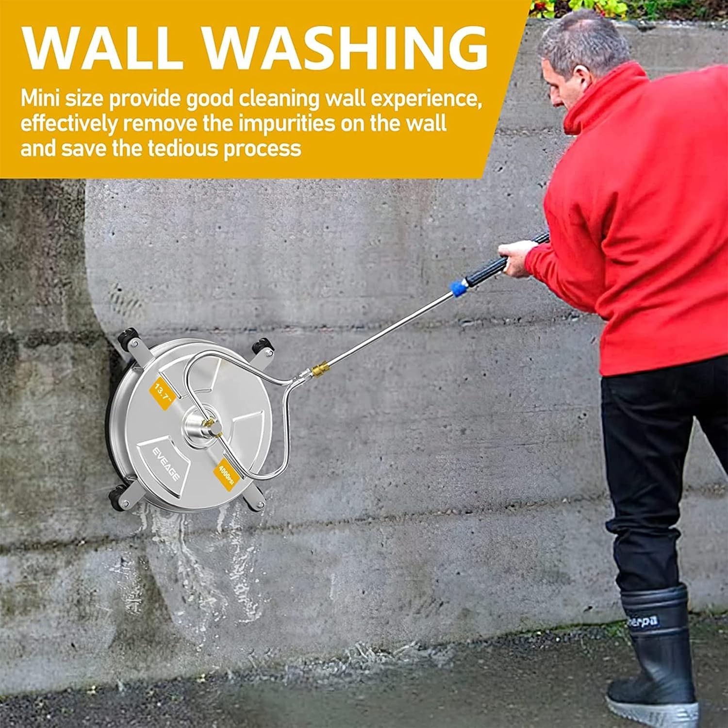 EP002 13.7″ Pressure Washer Surface Cleaner 4000PSI for Driveway/Sidewalk