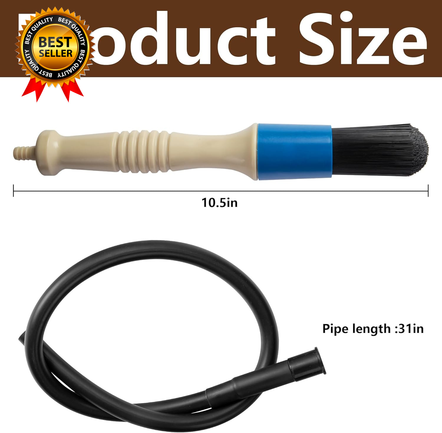 Parts Washer Brush with Hose- Wear Resistant Parts Cleaning Brush