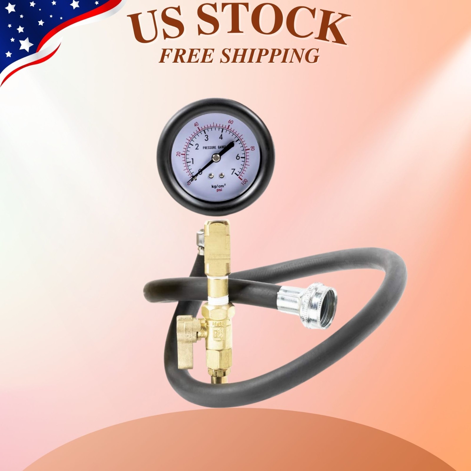 NEW In-Line Water Pressure Test Gauge Kit for Plumbing & Home Water Systems