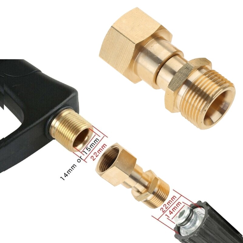 2 Pcs Pressure Washer Adapter M22 14mm Joint Connector Easy to Install