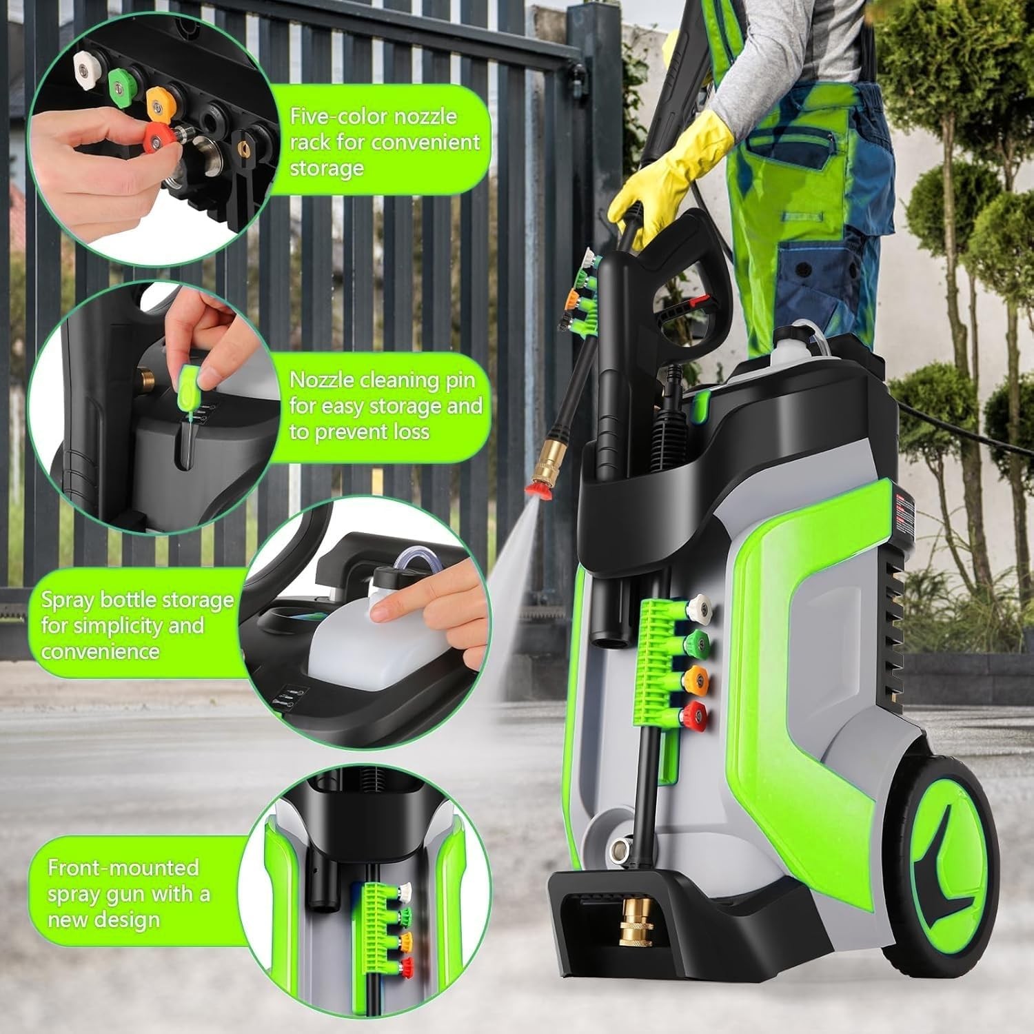 5000PSI Pressure Washer 4.0GPM High Power Washer with M22-14mm Pressure Hose 33F
