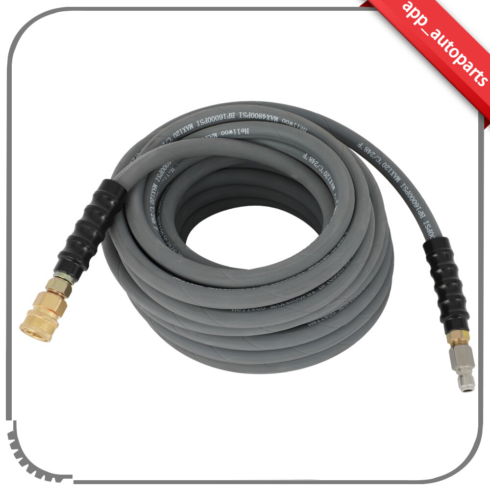3/8″ 100ft Pressure Washer Hose 4000PSI Non-Marking Gray With Couplers