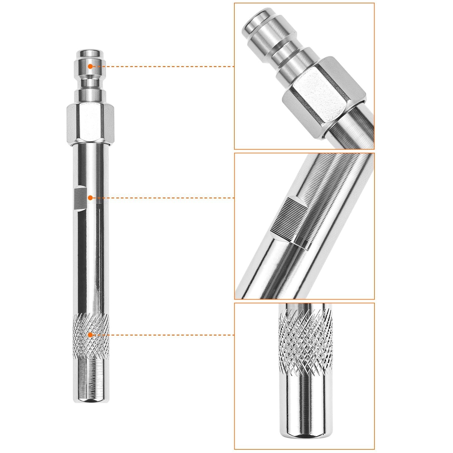 Long Range Pressure Washer Nozzle, Stainless Steel Shooter Tip, 1000-6000 PSI, 1