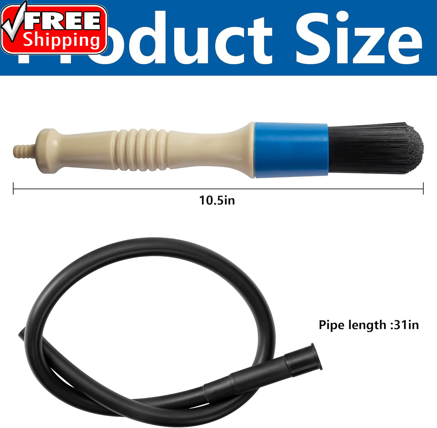 Parts Washer Brush with 31 Inch Hose- Wear Resistant Parts Cleaning Brush- Parts
