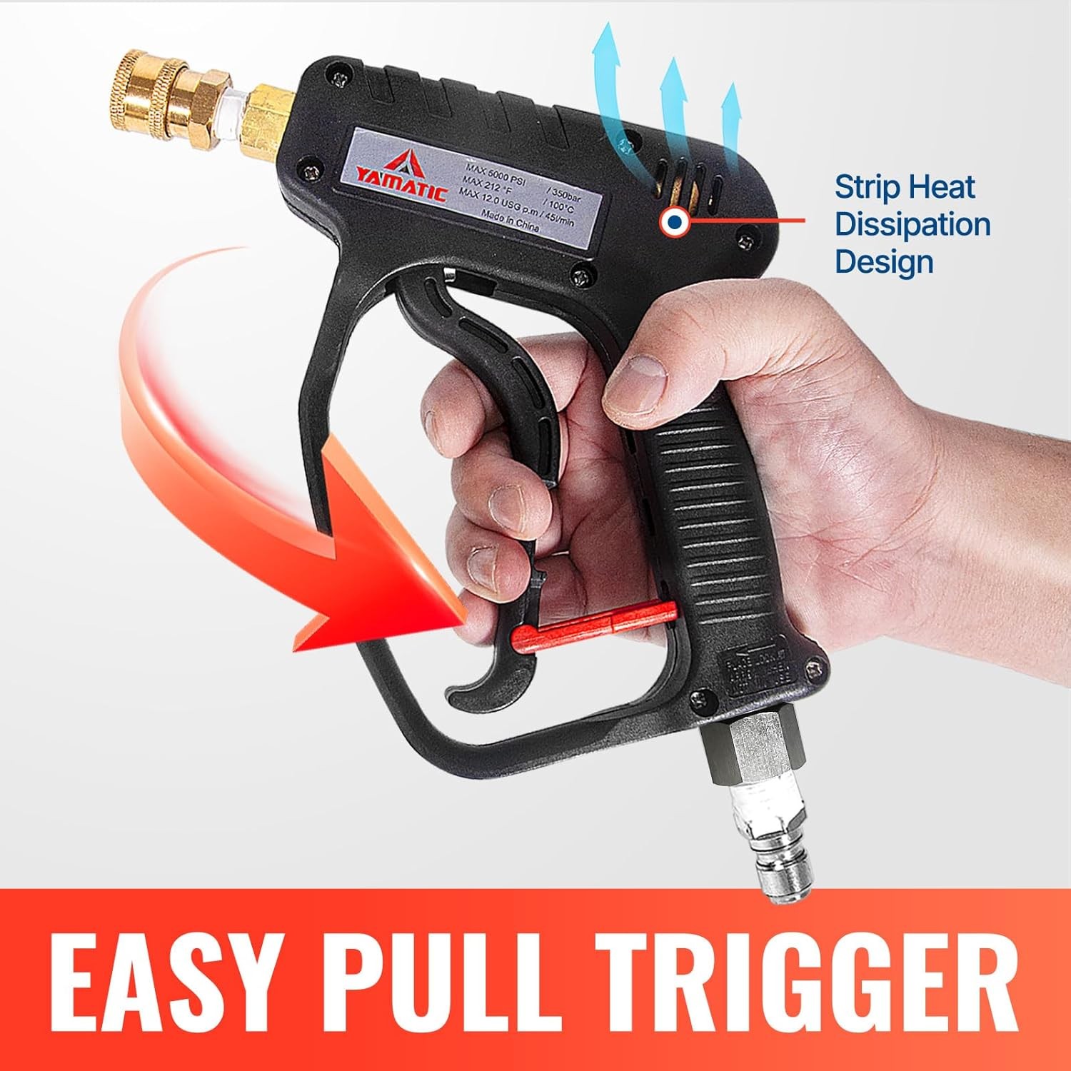 Pressure Washer Short Gun 5000 PSI – 3/8″ Swivel Plug & M22-14mm Coupler
