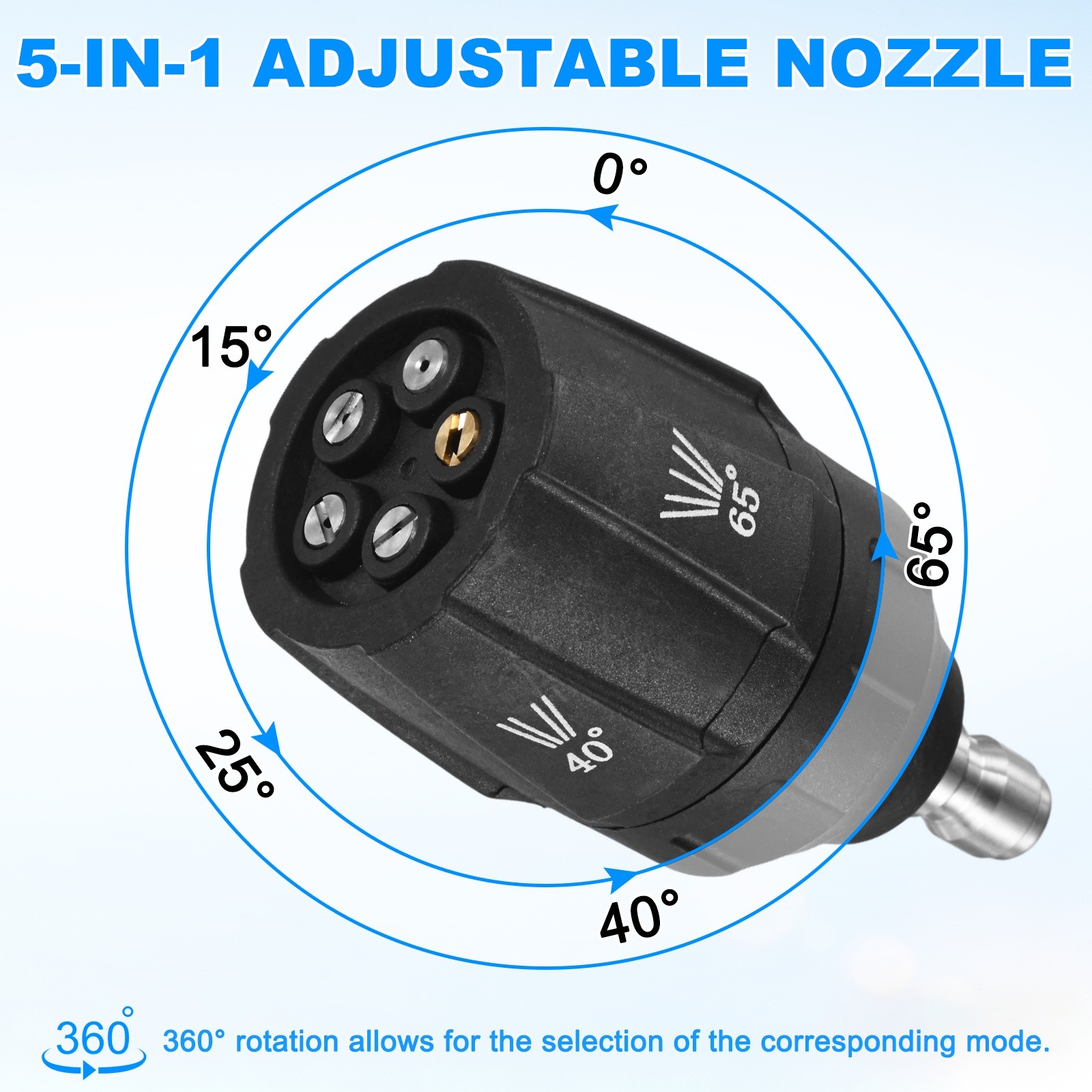 5-in-1 Adjustable Quick-change Pressure Washer Nozzle Tips, 3.5GPM