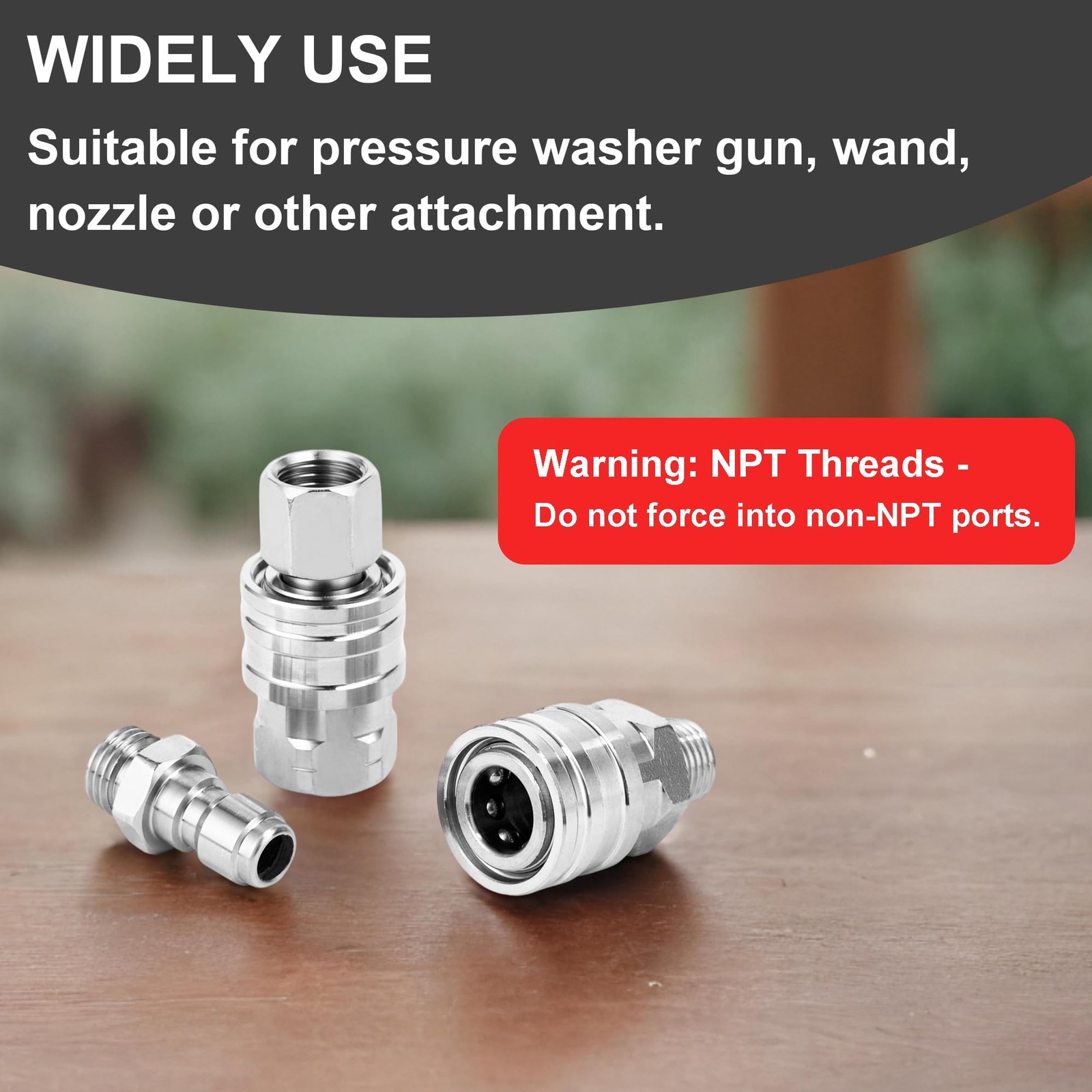 1/4 Inch Quick Connect Pressure Washer Fitting Adapter Female Male NPT Steel