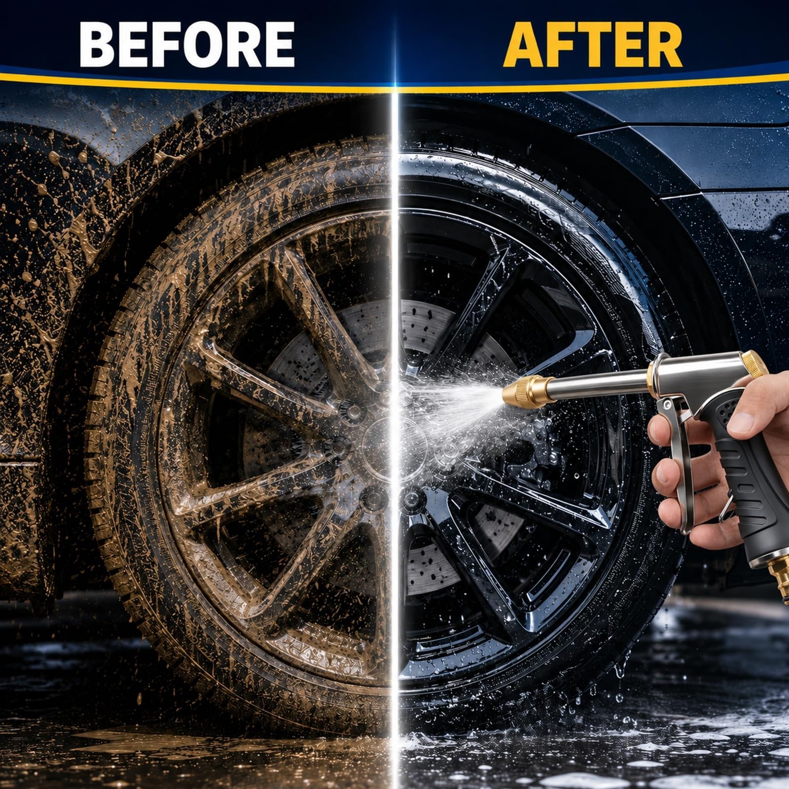 High-Pressure Hose Nozzle Gun – 3 Adjustable Spray Modes for Car & Garden Cleani