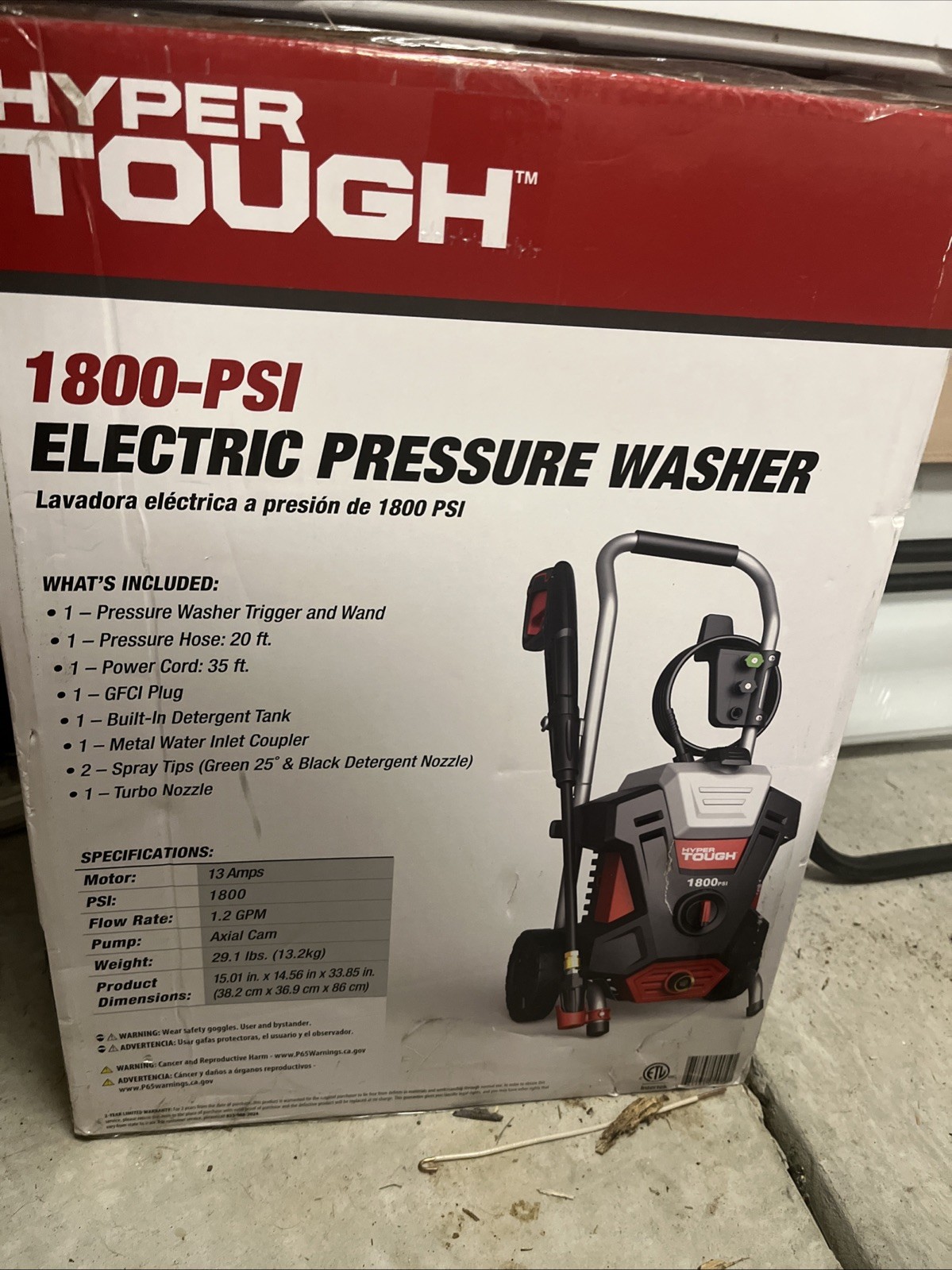 Hyper Tough 1800-PSI Electric Pressure Washer with Turbo Nozzle