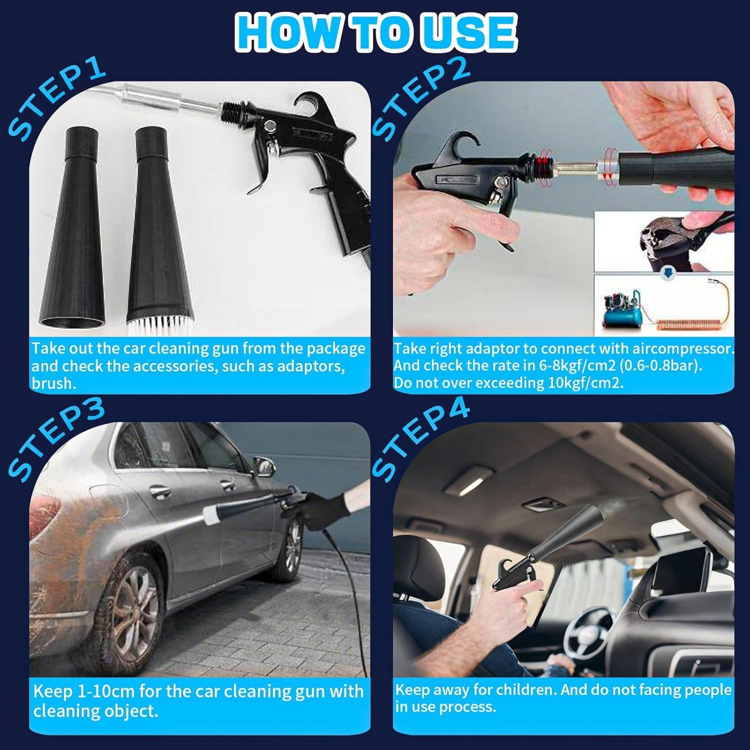 Tornado Detailing Car Cleaning Gun with Metal Nozzle | Interior Drying Air Gun |