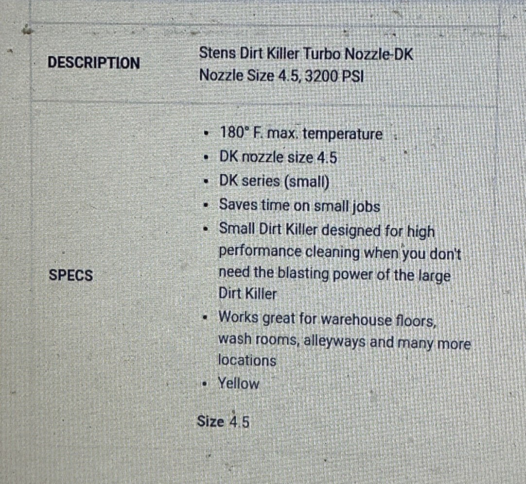 rotary nozzle ,turbo tip 4.5 ,3200 psi ,brand 758-015