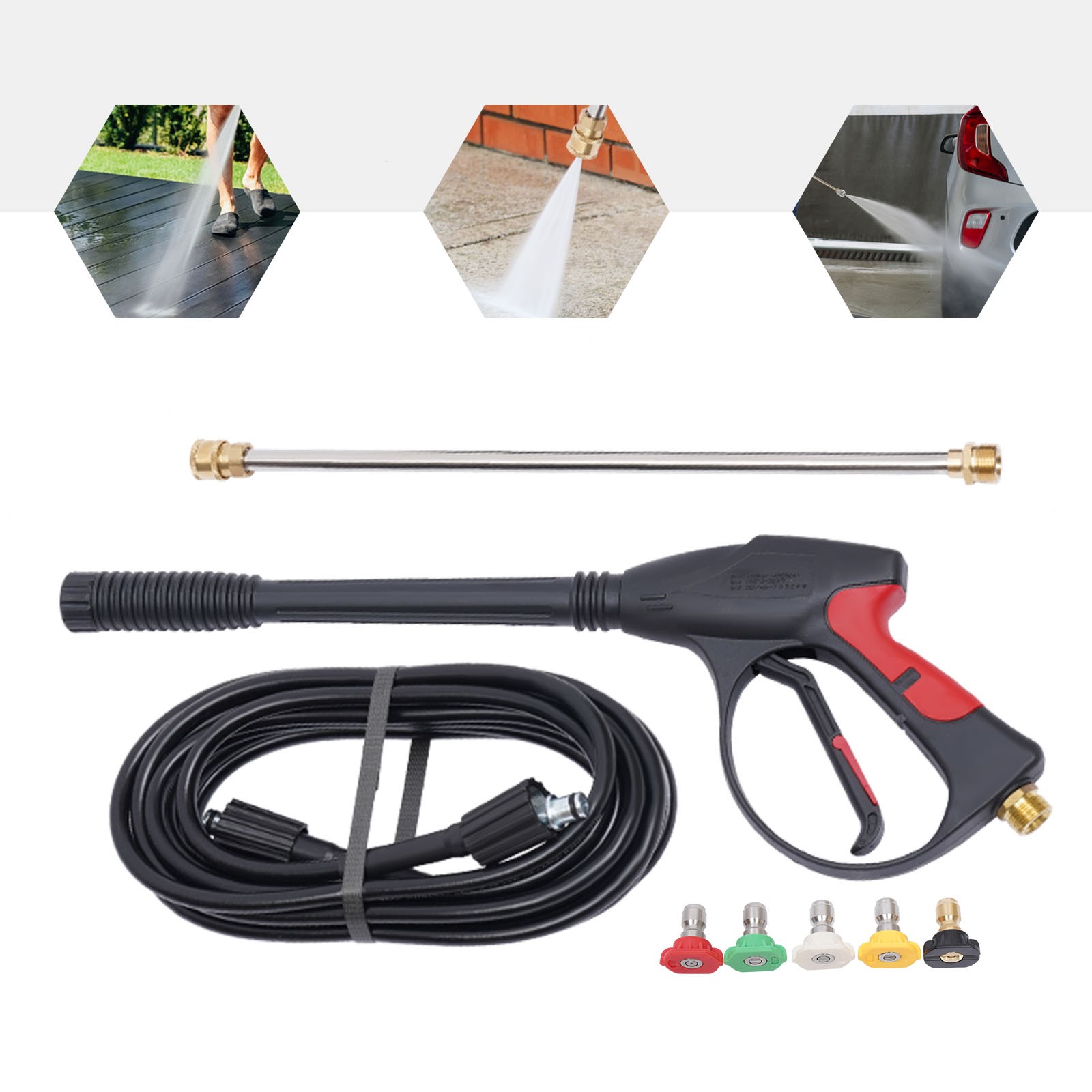 For Craftsman High Pressure Power Washer Spray Gun Wand Hose Kit+5 Tips New