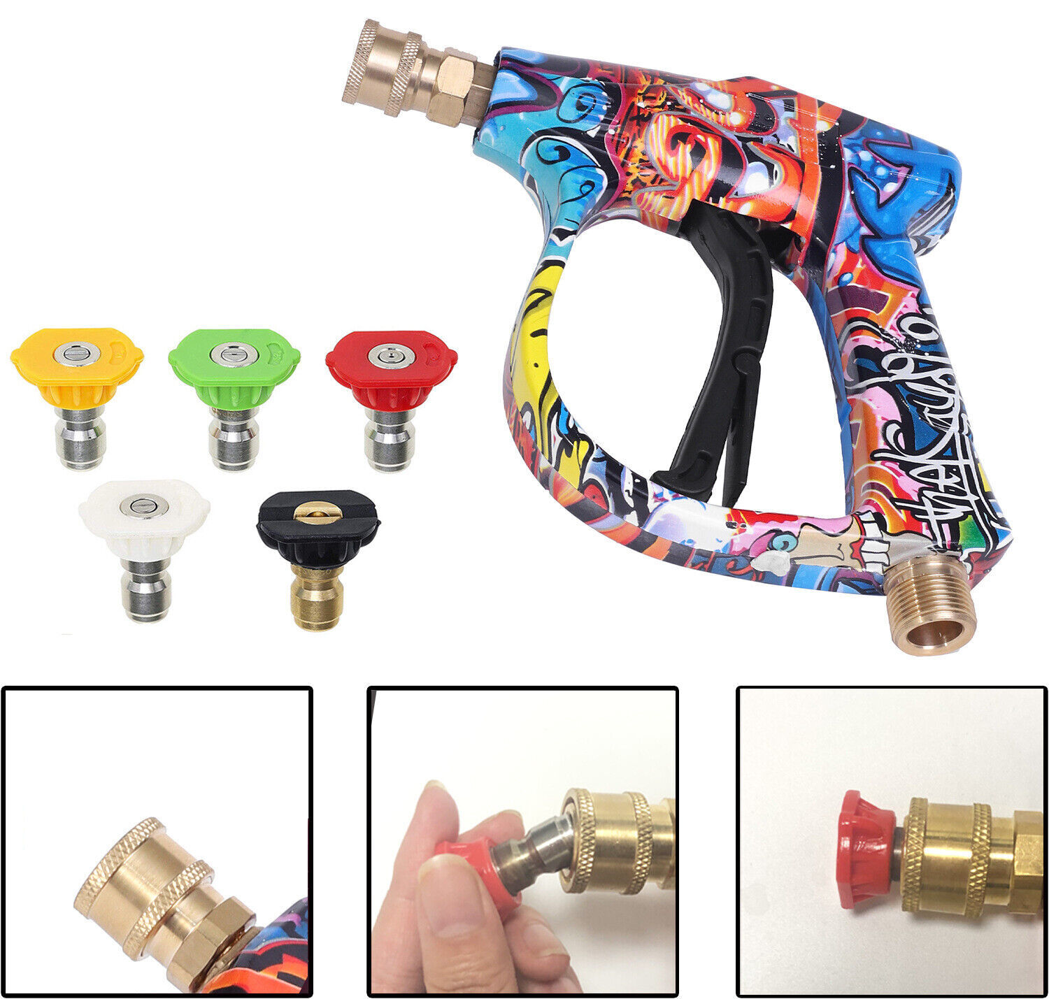 Plus 1/4″ Snow Foam Cannon+High Pressure Washer Gun Soap Lance Spray Quick Tips