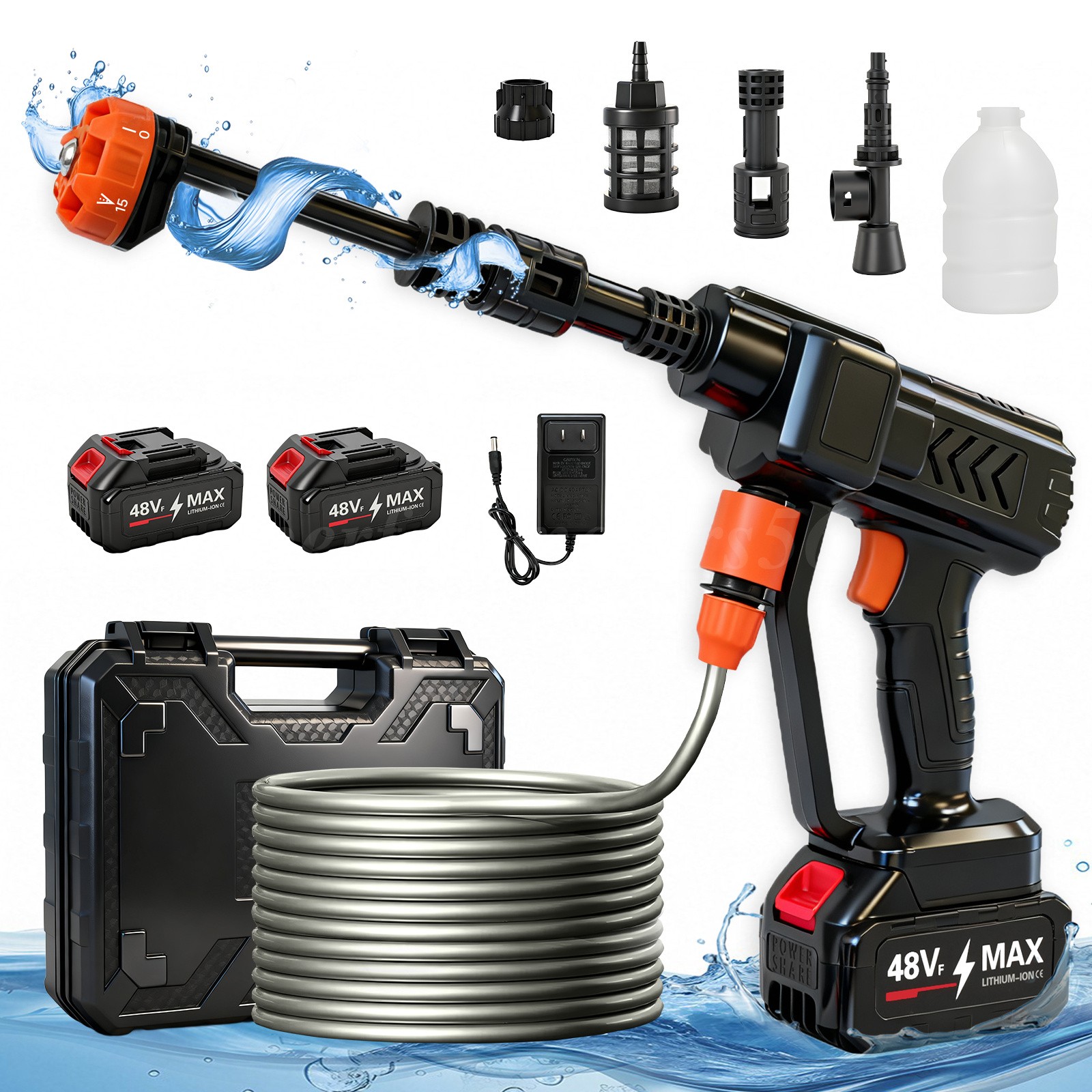 Cordless Pressure Washer 970PSI 6-in-1 Nozzle 4.0Ah Battery Portable Car Cleaner