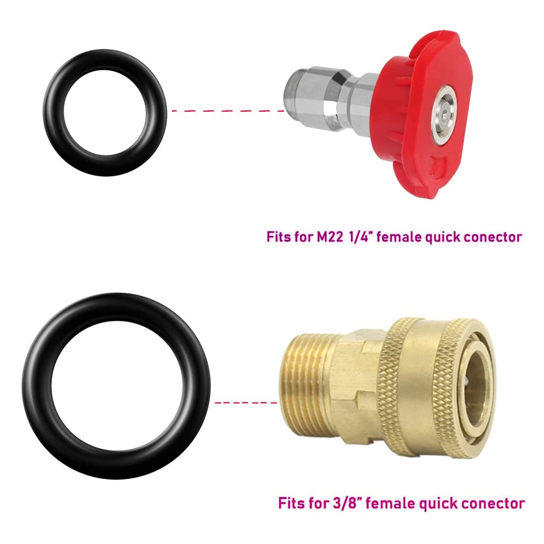 5 Pack Pressure Washer Spray Nozzles Tips + 40 Pcs O-Rings Replacement for 1/…