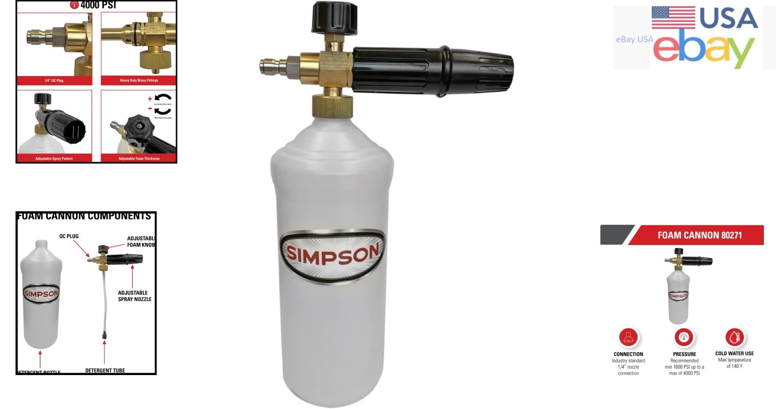 Compact Foam Cannon with Globe Valve and Quick Connector for Pressure Washers