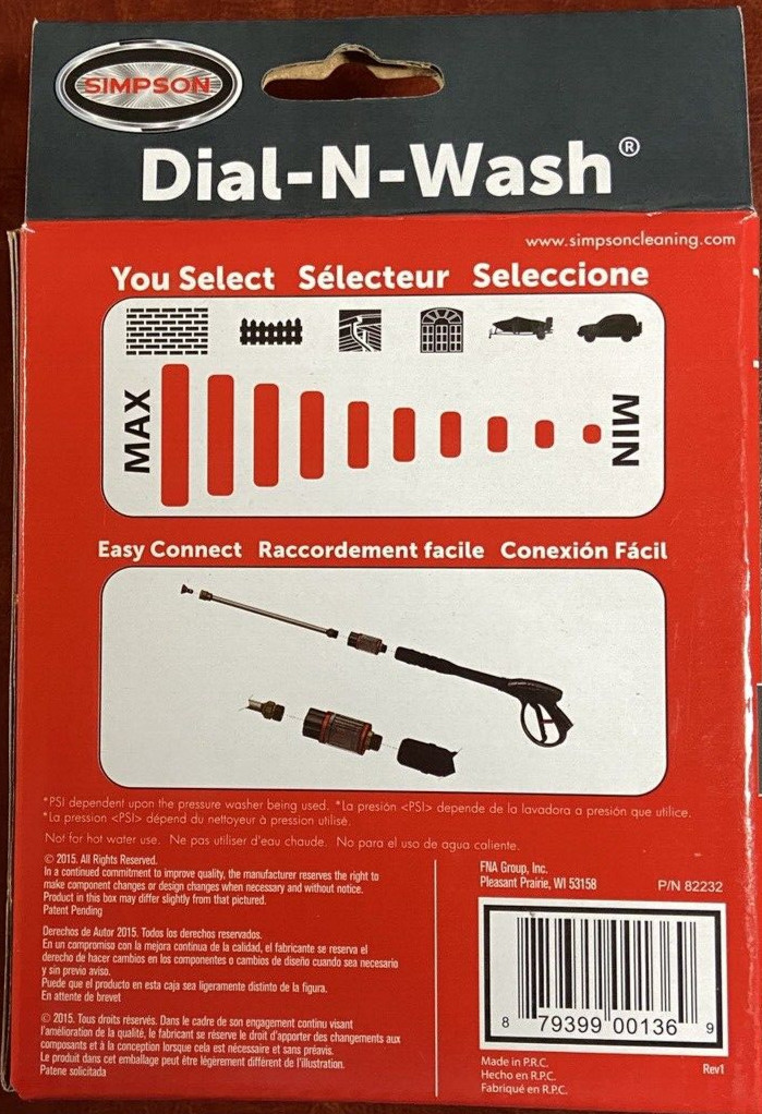 Simpson 4500PSI Dial-N-Wash Adjustable Pressure Washer Regulator 82232