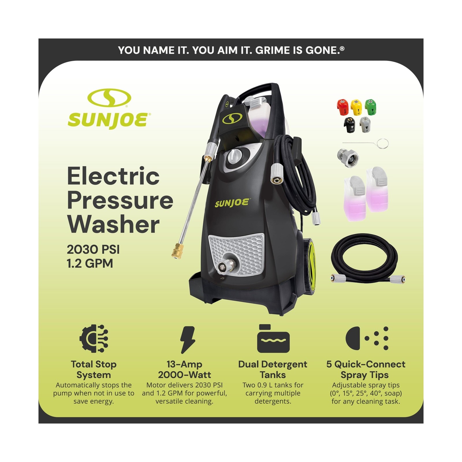 Sun Joe Electric Pressure Power Washer w/Dual Soap Tanks, 2350 PSI (PWMA Cert…