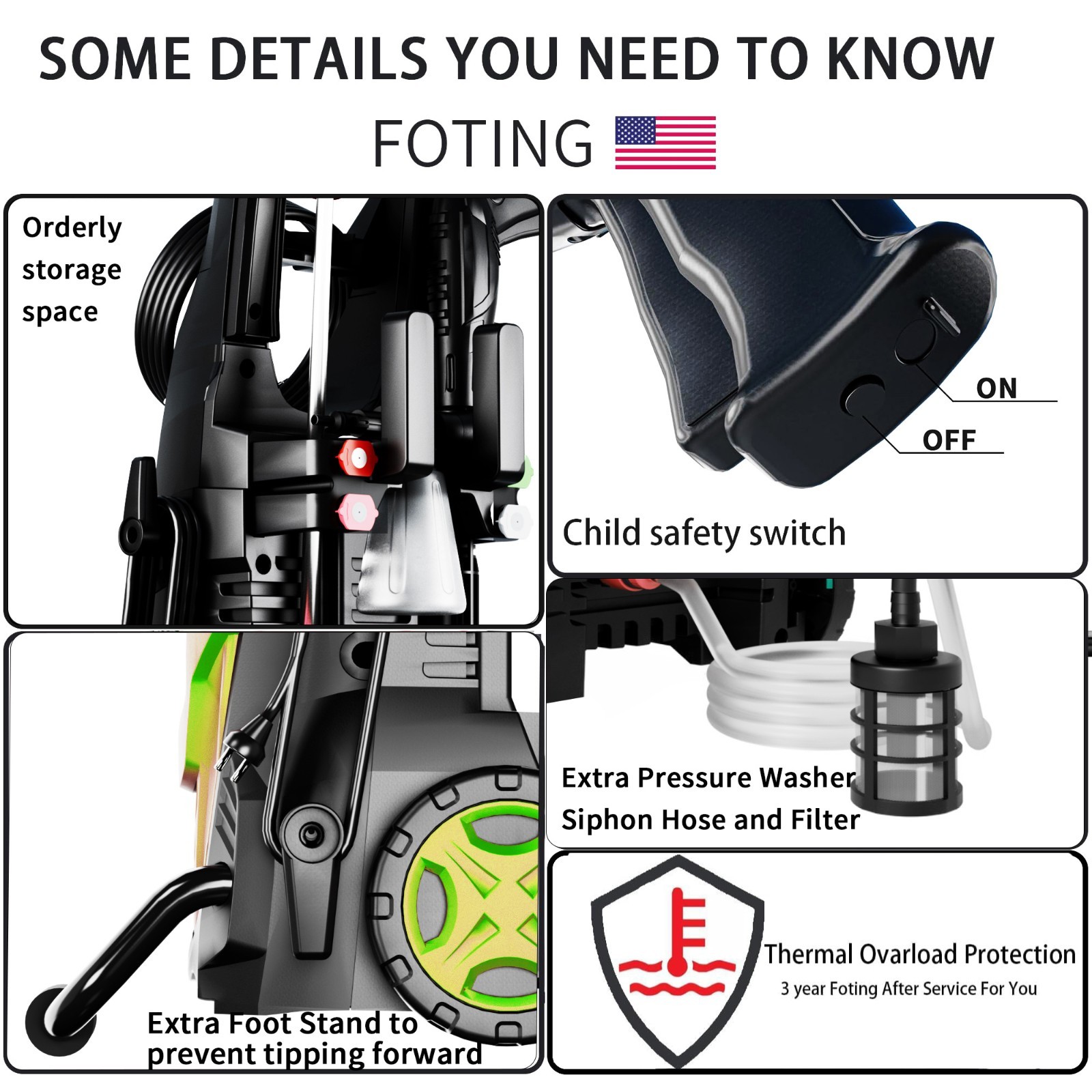 High Pressure Washer 4300PSI 2.8GPM with 4 Quick Connect Nozzles