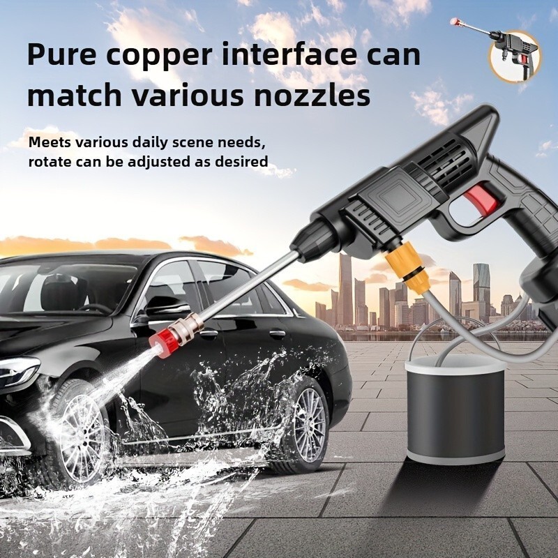 Portable Cordless Electric High Pressure Water Spray Gun Car Washer Cleaner Set