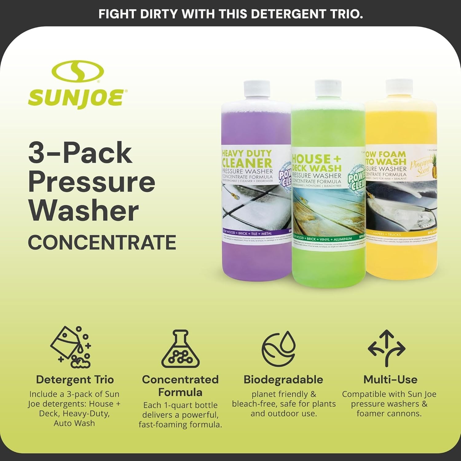 3-Pack Pressure Washer Concentrate Multi-Scent 1 Gal Each – House & Deck Wash