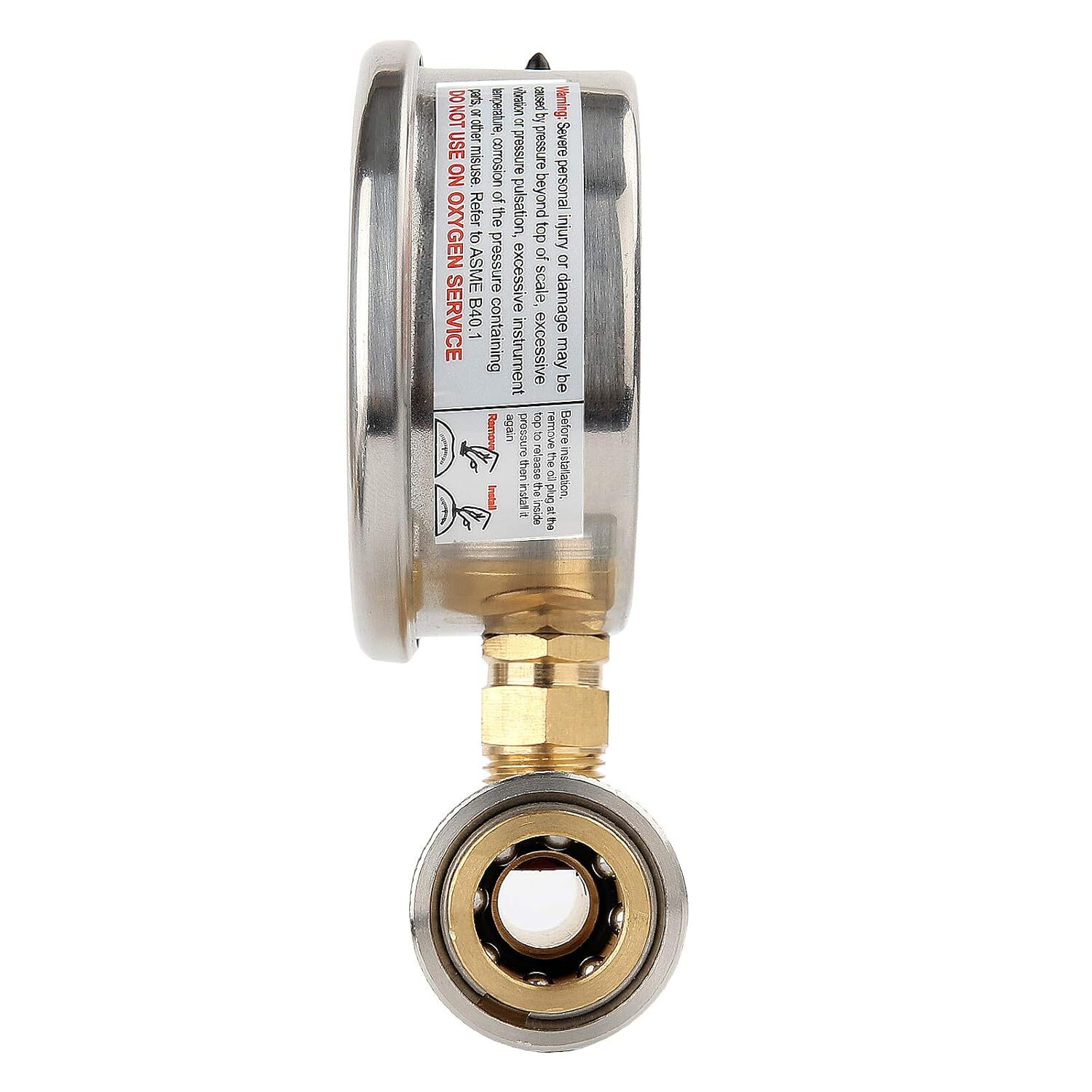 2-1/2″ Pressure Washer Gauge Pressure Gauge Kit 3/8 Inch Quick Connect 0-6000