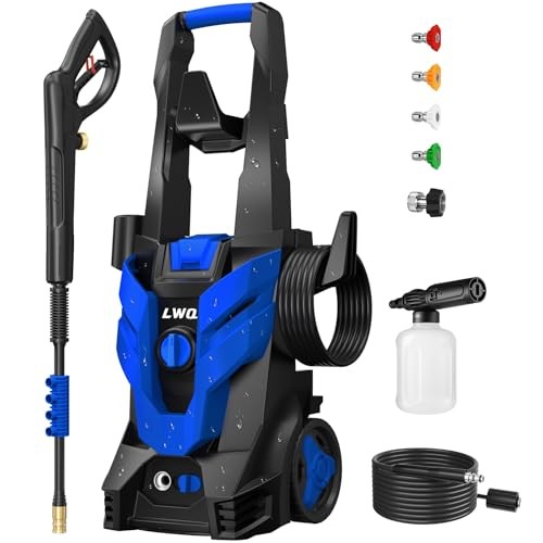 BLUE – LWQ PRESSURE WASHER POWER WASHER 4 QUICK CONNECT NOZZLES 1 FOAM CANNON