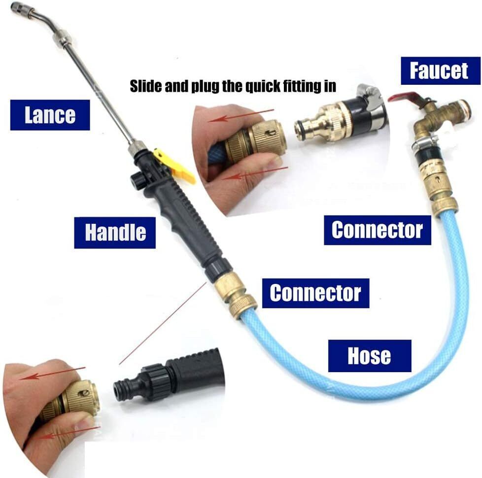 High Pressure Power Washer Sprayer Water Spray Gun Wand Garden Hose w/ 2 Nozzle