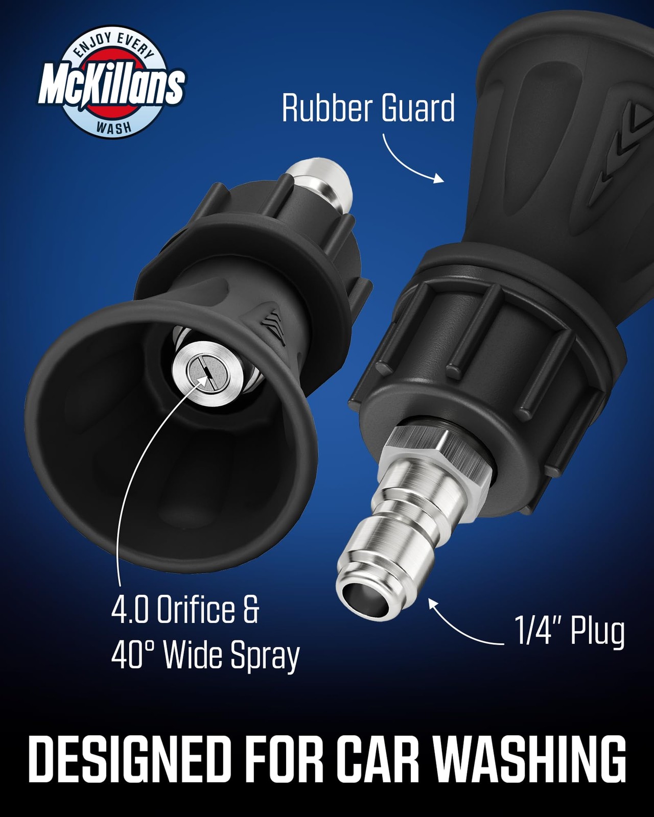 McKillans 40 Degree Pressure Washer Nozzle – Stainless Steel, High-Efficiency Cl