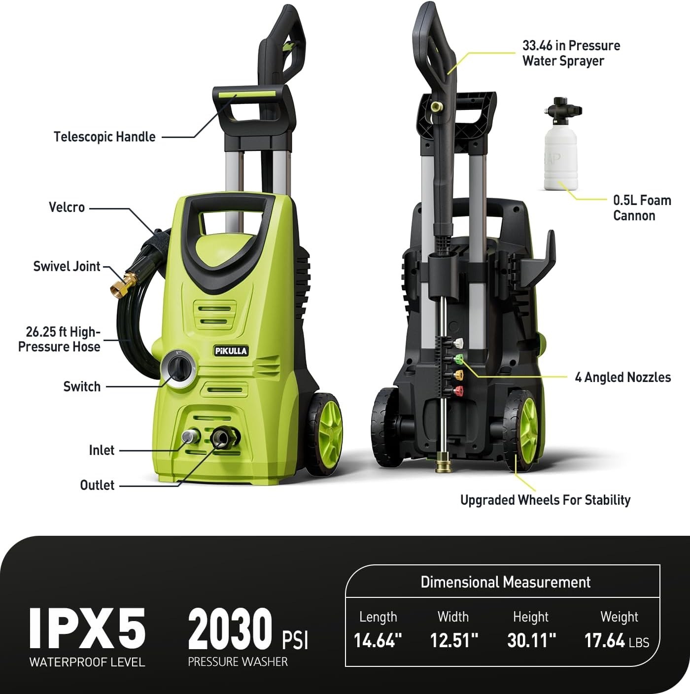 New Electric Pressure Washer, 26 FT 2030 PSI Pressure Cleaner with Swivel Joint
