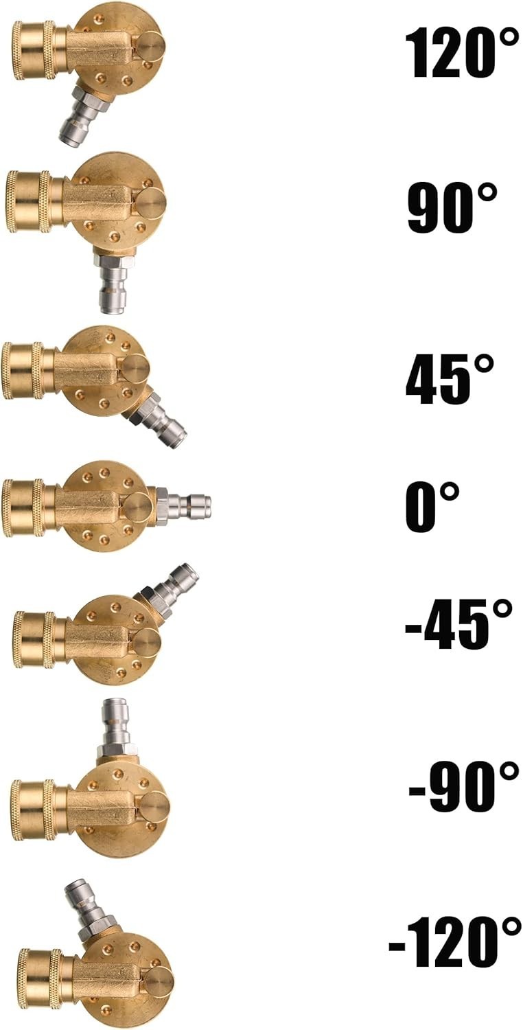 Pivoting Pressure Washer Coupler – 1/4″ Quick Connect Gutter Cleaner, 7 Angles