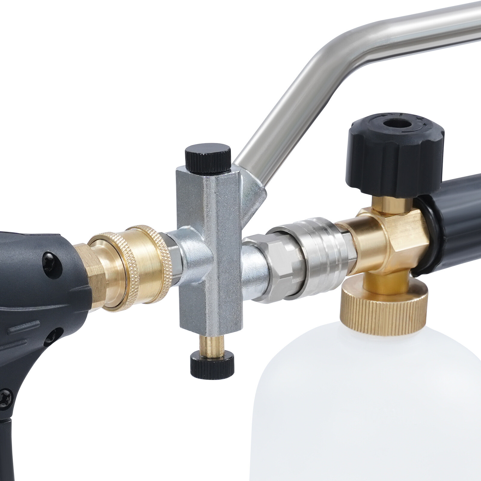 6.69in 0.22Gal Black/Silver Steel Pressure Washer Gun With 5 Replaceable Nozzles