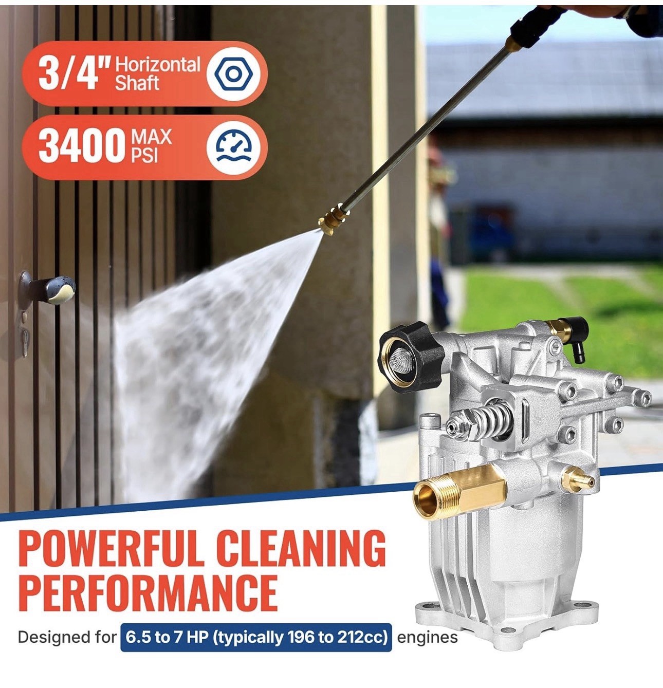 High-Performance 3400 PSI Pressure Washer Pump – Ideal for Honda, Karcher & More