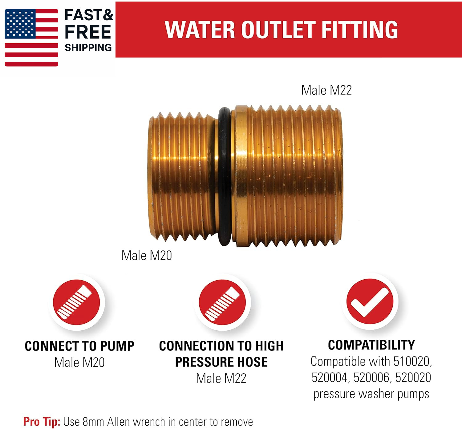 Cleaning 7110264 Water Oulet Fitting for OEM Technologies Axial Cam Pressure Was