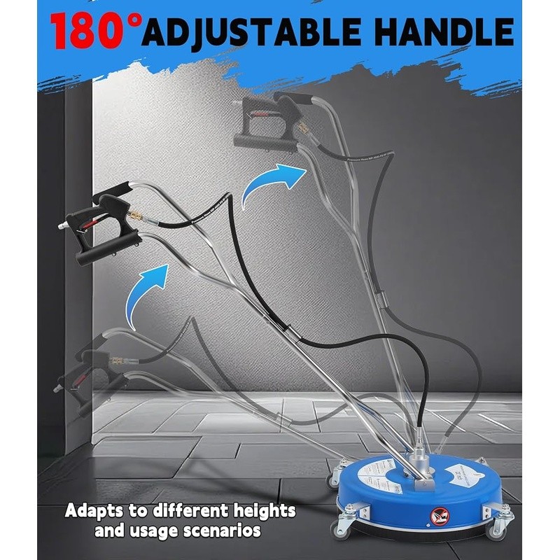 20in Pressure Washer Surface Cleaner Dual Nozzles Lock Trigger 360° Wheels New