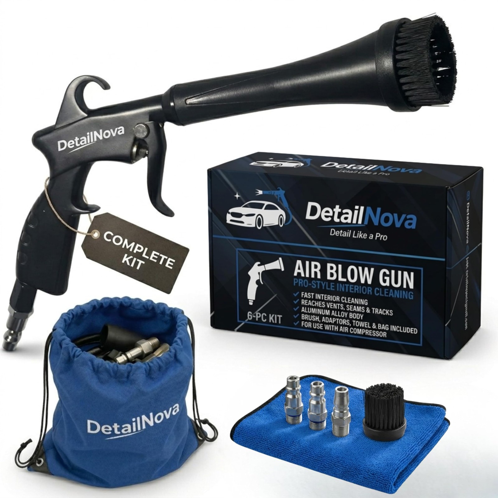 DetailNova Air Blow Gun for Car Detailing – Durable Tornado Black