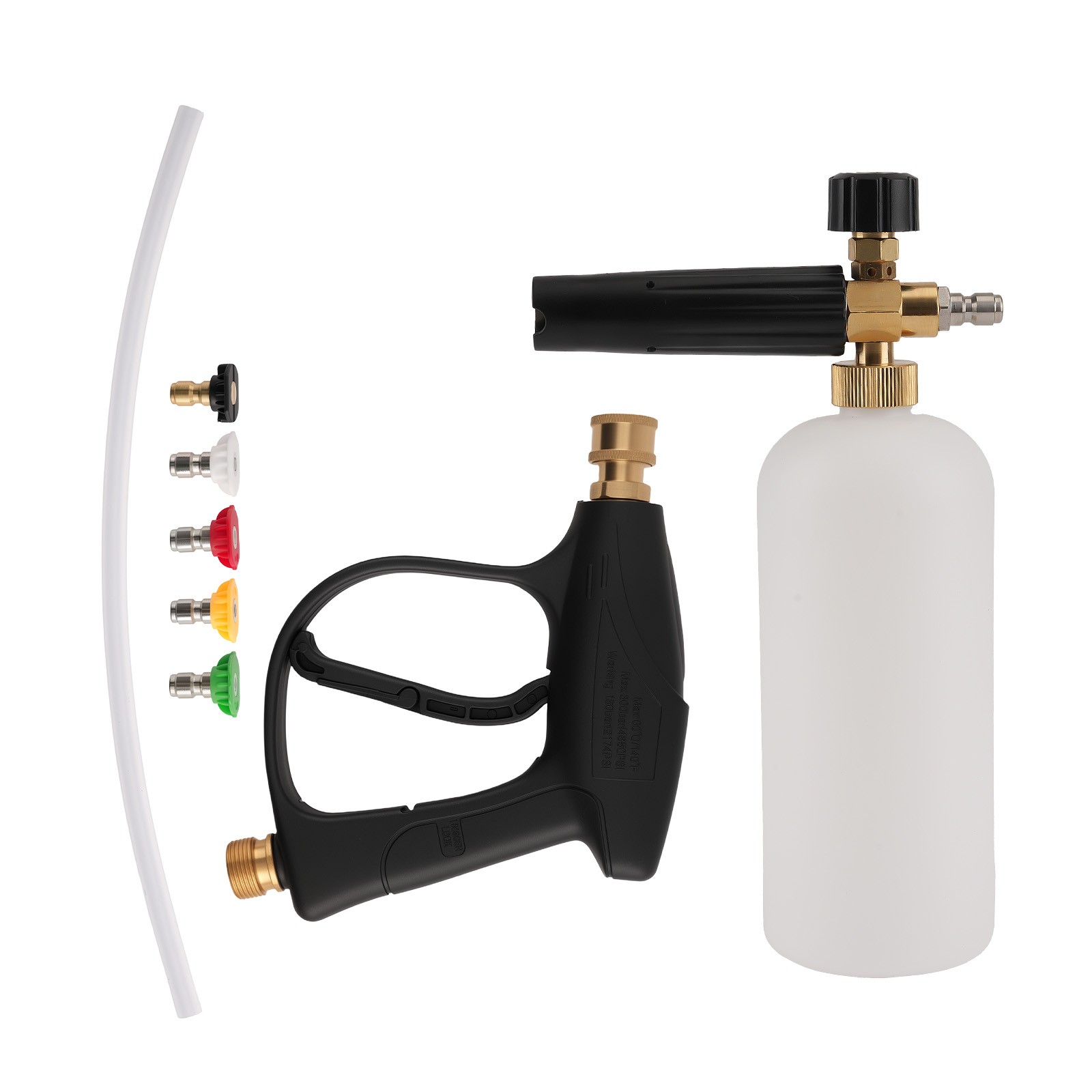 Snow Foam Cannon Pressure Washer Spray Gun 5 Angle Nozzle 1/4″ Quick Connect