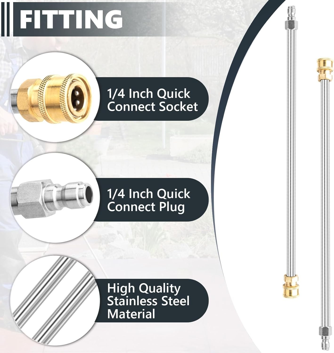 Stainless Steel 17-Inch Pressure Washer Extension Wand Set – 4000 PSI Heavy Duty