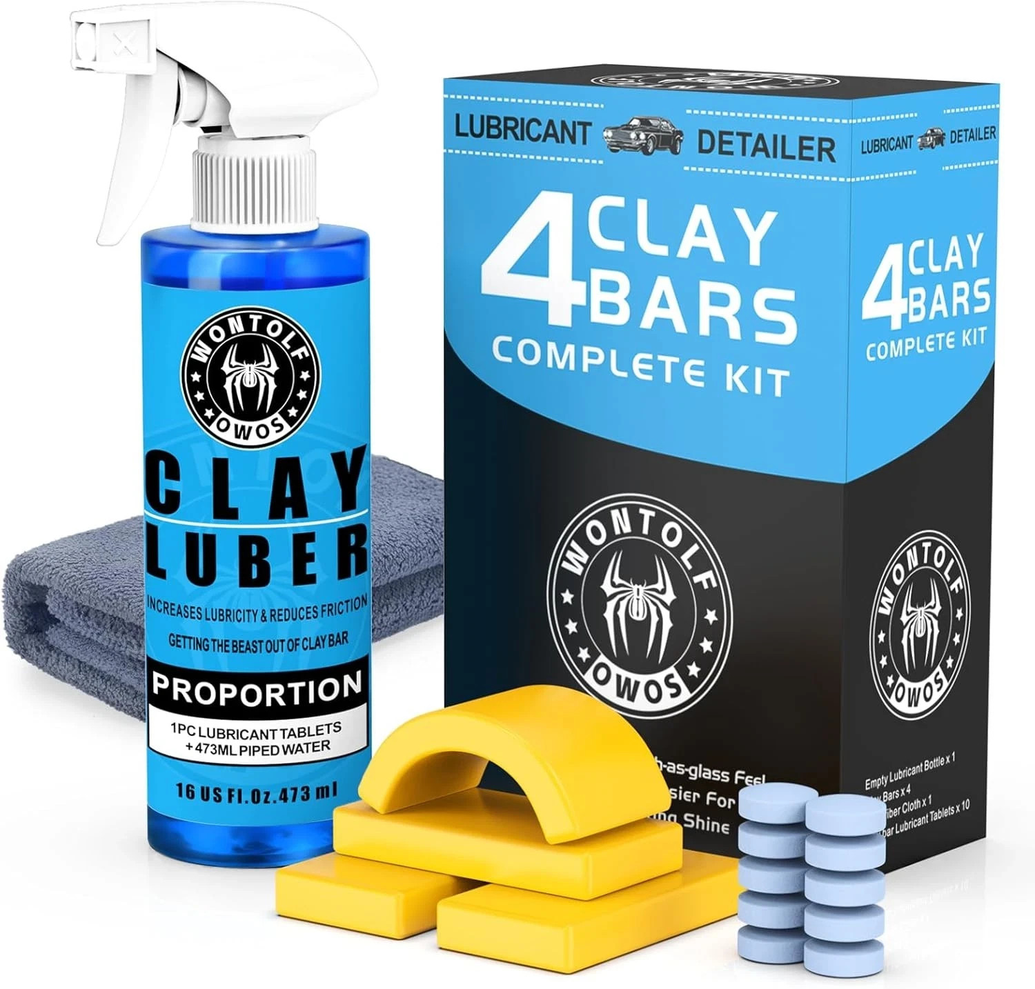 Car Clay Bars Auto Detailing Kit with Lubricant Spray Bottle Towel