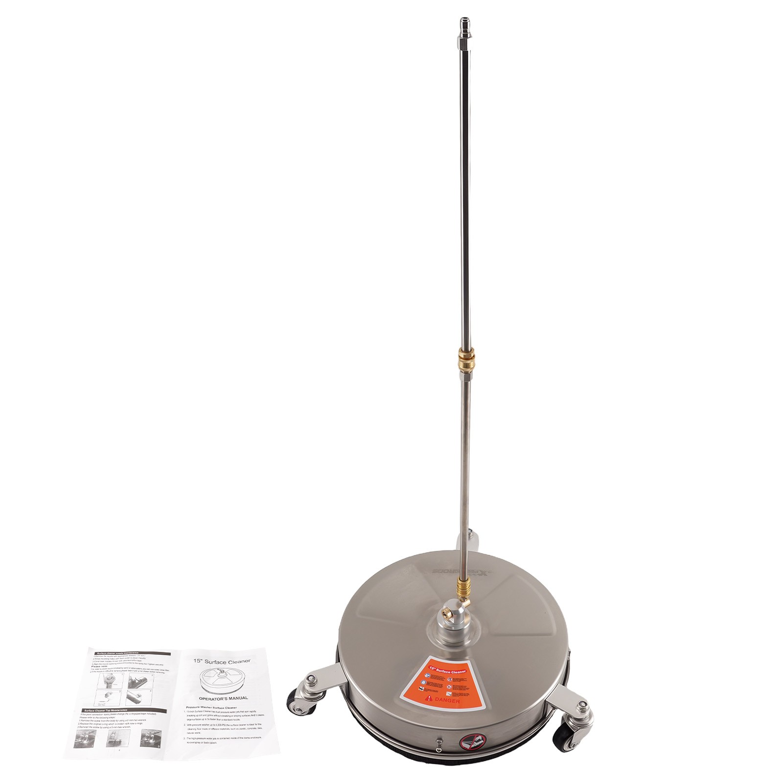 15in 4200PSI Pressure Washer Surface Cleaner Stainless Steel w/ Extension Rod