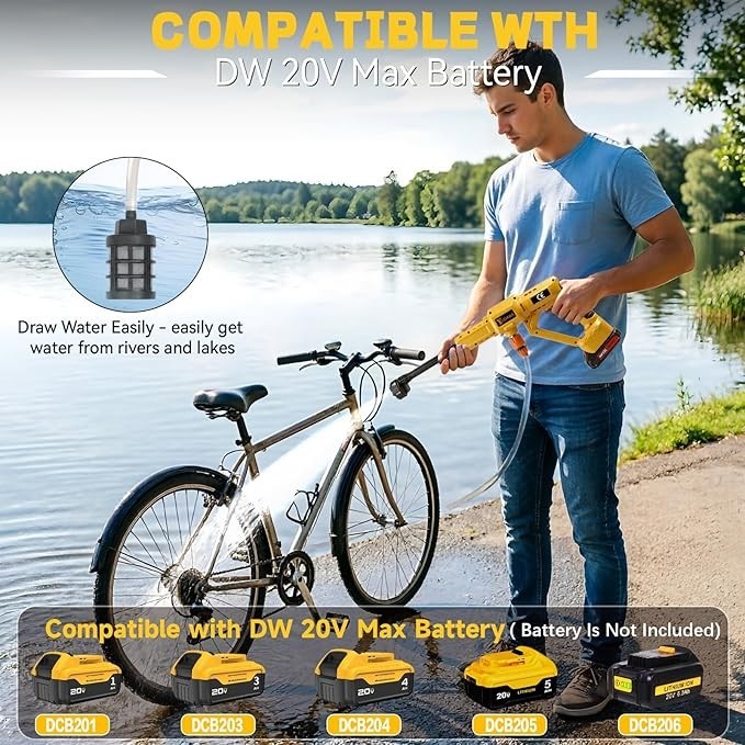 Cordless Pressure Washer for Dewalt 20V Battery 700 PSI Portable Handheld Power