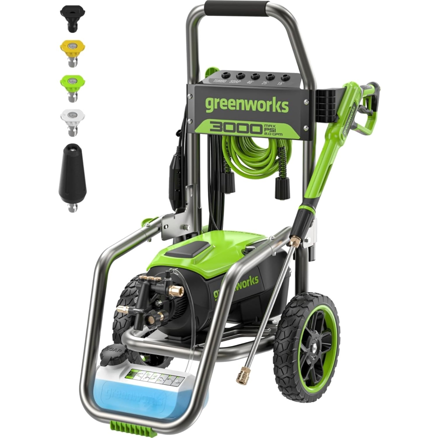 Electric Pressure Washer 3000 PSI 2.0 GPM with Rugged Steel Frame & Accessories