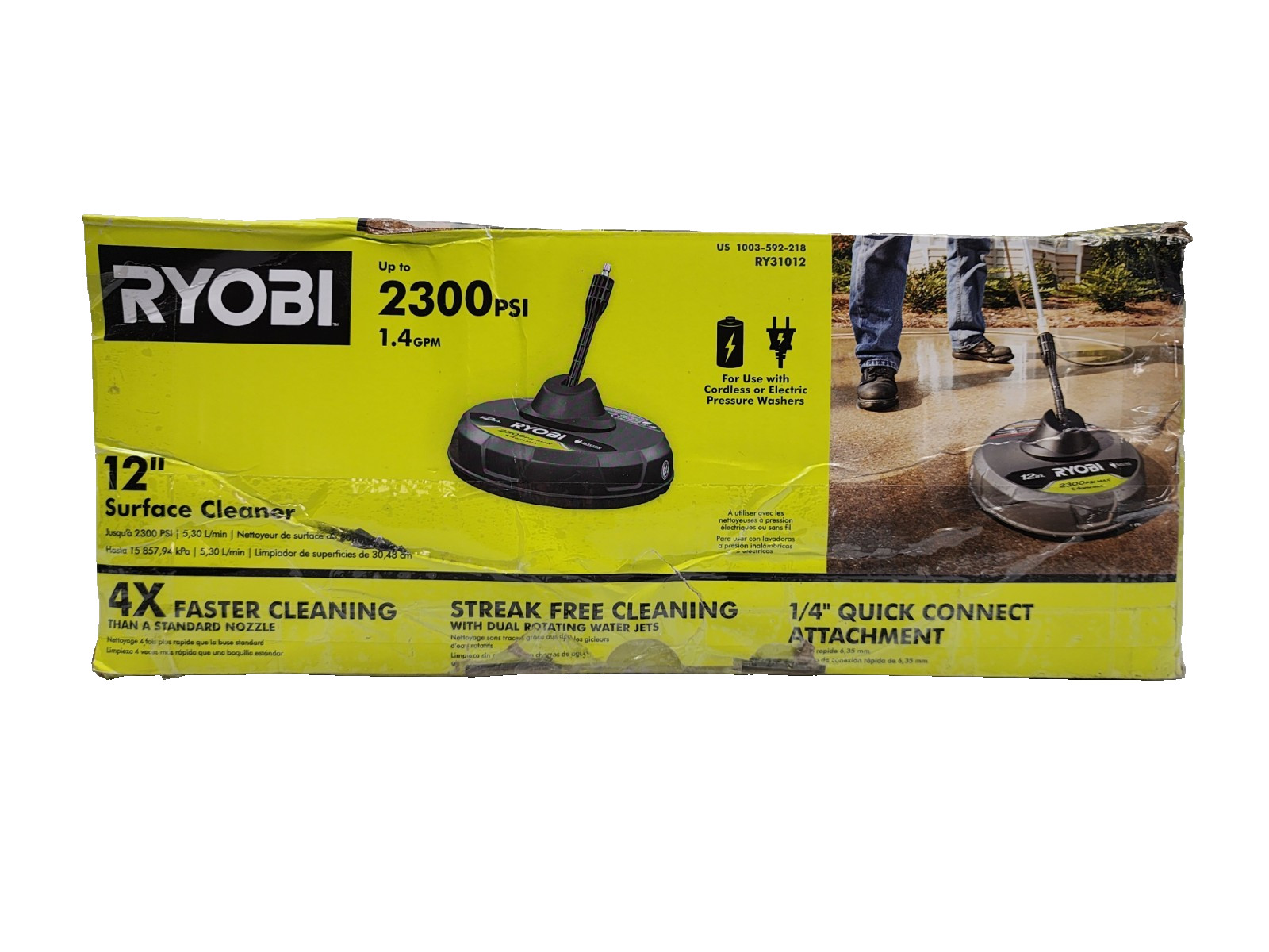 RYOBI RY31012 12 in. 2,300 PSI Electric Pressure Washers Surface Cleaner