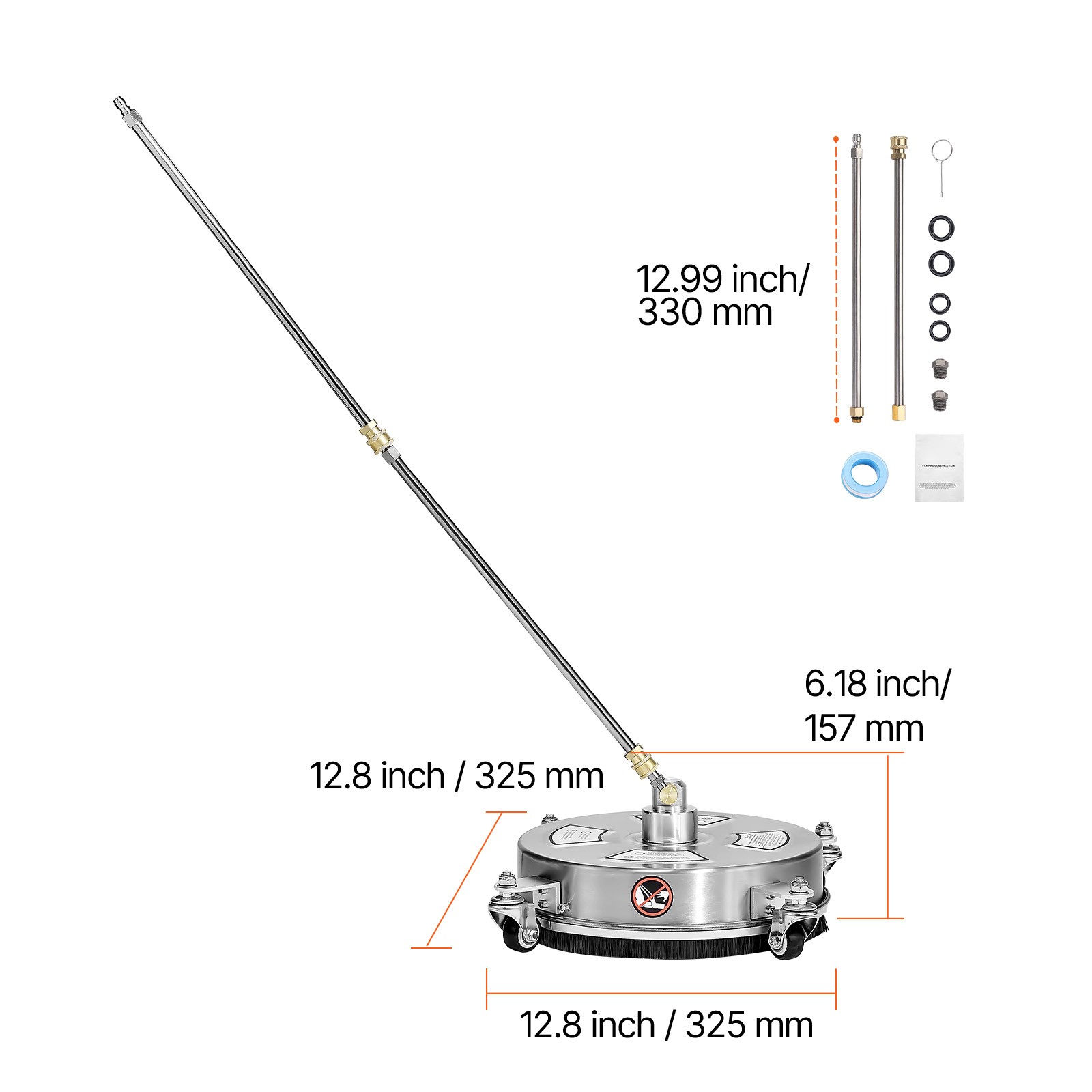 Uimoso 14″Pressure Washer Surface Cleaner 4 Wheels 4000 Max PSI 2 Extended Wands
