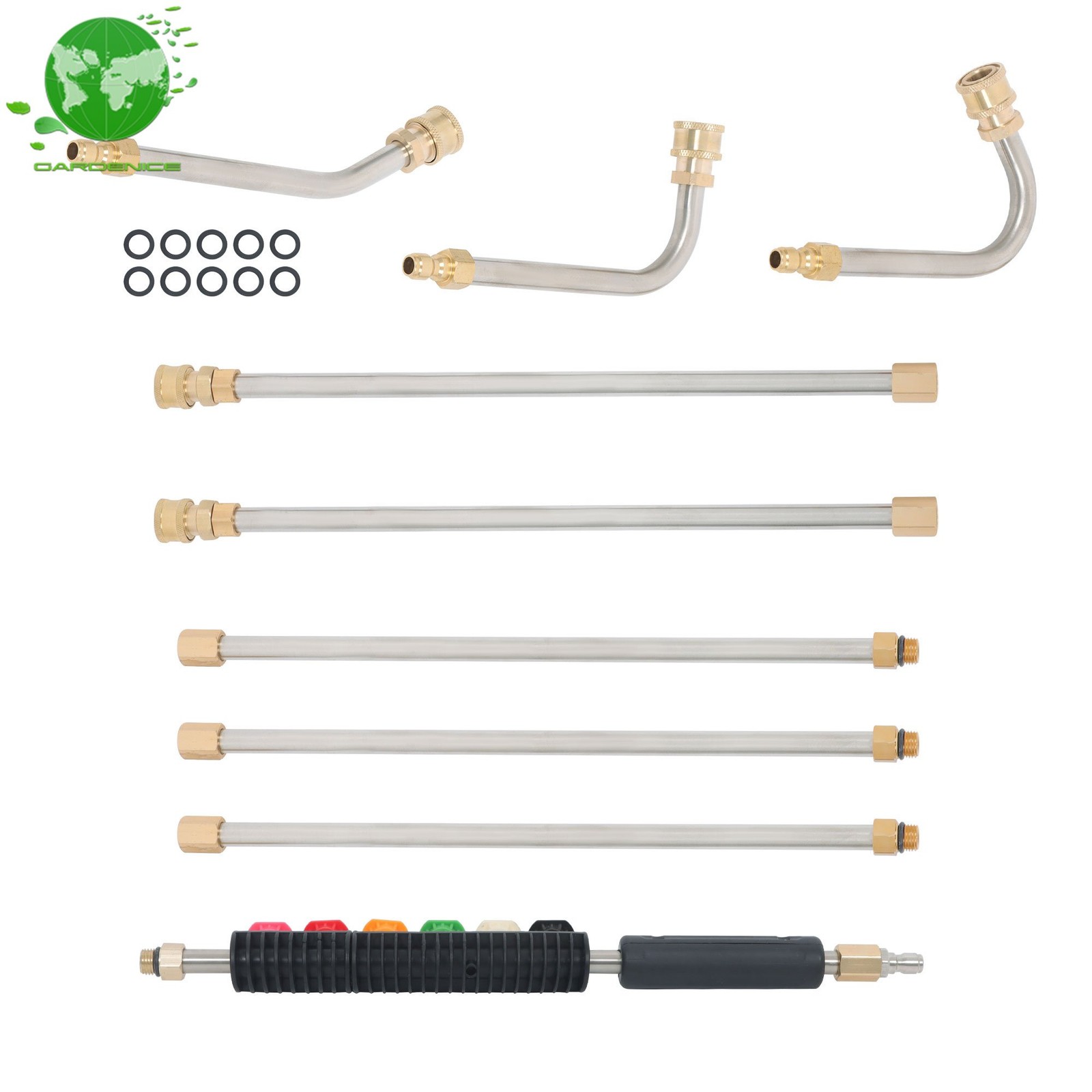 9 Pcs 1/4 In 4000 Psi High Pressure Washer Extension Wand 97 Feet Water Gun