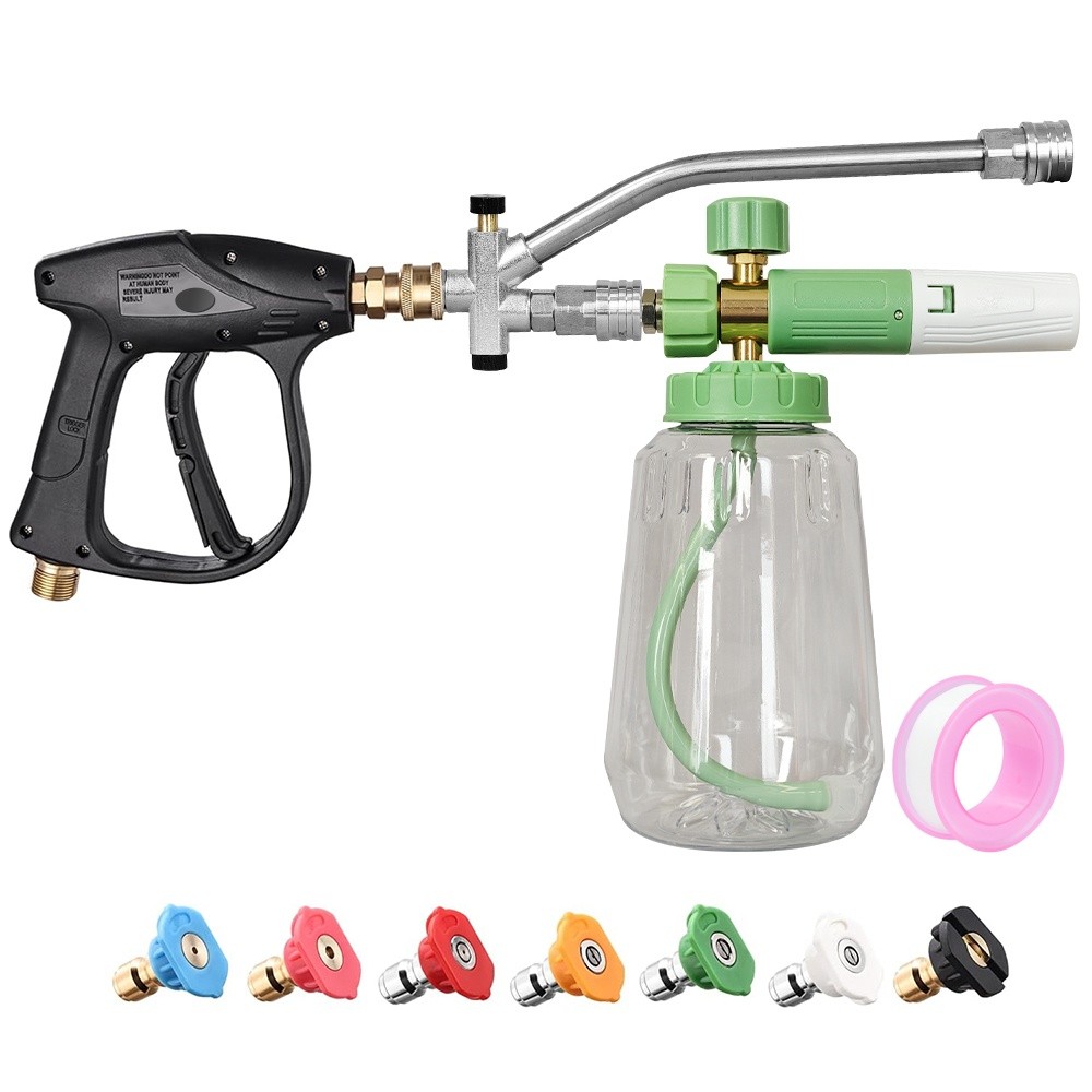 Foam Cannon Pressure Washer Gun Kit 4000 PSI Double Tip Attachment, Dual-Connect