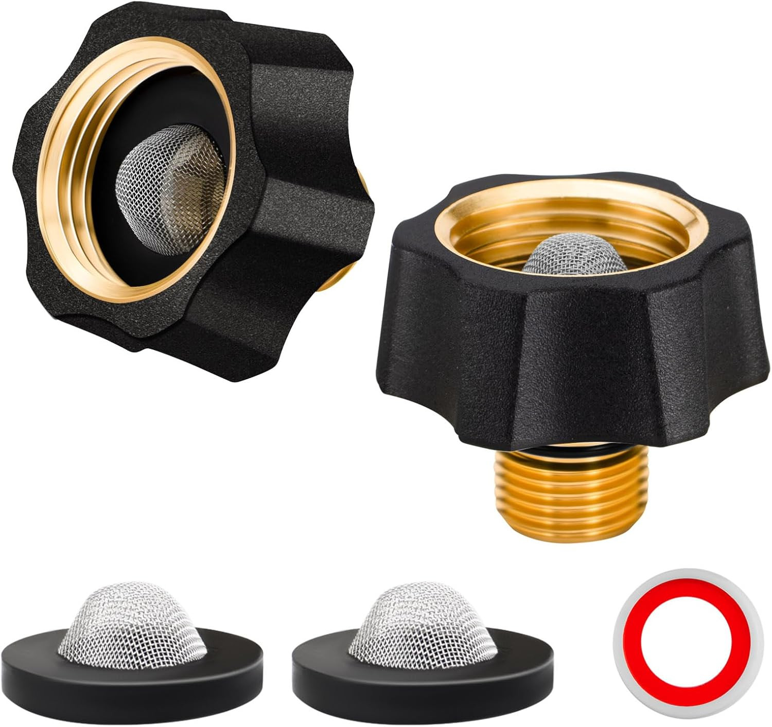 2 Pack Brass Water Inlet Fitting for Pressure Washer Pump, 3/8″ NPT X 3/4″ GHT H